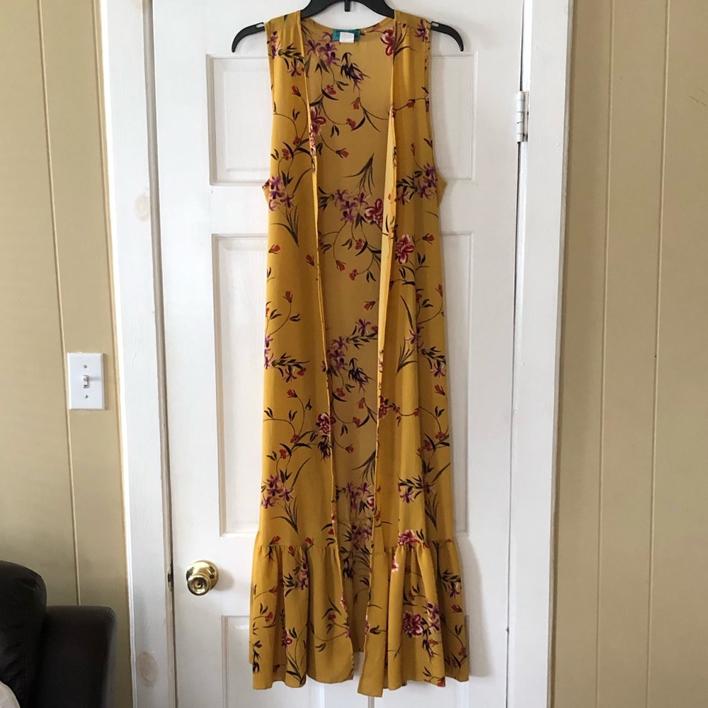 Gold floral print duster
